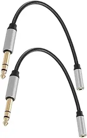 HOMSFOU Headphone Extension Cable 6.35mm to 3.5mm 2pcs Audio Conversion Cables Aux Audio Cord for Portable Devices Theater Stage Performance