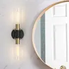 Bathroom Light Fixtures 2-Light Black & Gold, Bathroom Vanity Lights Over Mir...