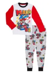 MARIO KART Pajamas Boys 7/8 NeW L/S Shirt Pants 2 piece Mario Pjs Set NWT 92