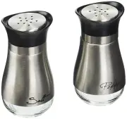 Circleware Cafe Contempo Elegant Glass Salt and Pepper Shakers Dispenser, Cle...