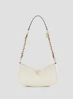 GUESS White Logo Aldina Top Zip Shoulder Bag