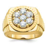 14k Yellow Gold Men's Polished and Satin 2 carat Diamond Complete Ring
