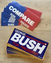 Vintage 1988 NOS George H W Bush Pres.Campaign Bumper Sticker Lot (85) Pieces