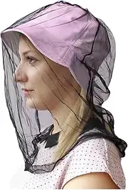 Mosquito Bug Net Hat for Head Fly Insect Netting Bee Keeper Mesh Hat with Veil Face Cover, Nethat Pink02