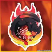D20 DnD Fire Dragon Dice Vinyl Sticker - Phone Case Waterbottle Laptop Car Decal
