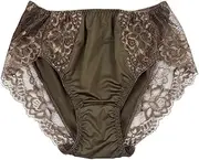 [Lasricas] Women's Plus Size Briefs Hi Cut Full Brief Panty Lace Trimmed Milk Protein Fiber Underwear