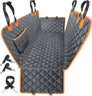 Back Seat Extender for Dogs, Waterproof Dog Car Seat Cover, Sturdy Pets Backseat Protector Full surround and Storage Pocket for Car SUV Truck,Orange