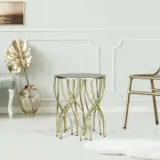 Spitiko Homes Round Octopus Side Table Gold & Clear Glass/20 x 20 x 23