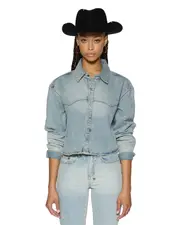 Alabama Crop Long Sleeve Shirt - Paragon Light Wash Denim | Ksubi ++