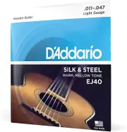 D'Addario Silk & Steel Acoustic Guitar Strings - EJ40-6 String - Warm, Mellow To