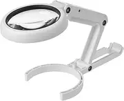 5X/10X Handheld Desk Magnifier with LED Light and Stand USB Powered Illuminated Magnifying Glass for Crafting Clock Watch Electronics Repair Hobby Tool