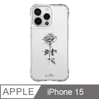 在飛比找PChome24h購物優惠-iPhone 15 6.1吋 浪花聯名款經典黑白玫瑰抗黃防摔