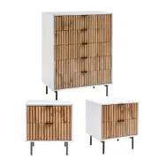 Cosmoliving Chelsea Chest of 5 Drawers, 2 Bedside Tables Bundle