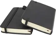 newestor (2-Pack Pocket Notebook 3.5" x 5.5", Small Hardcover Journal with Pen Holder, Inner Pockets, 100gsm Thick Ruled/Lined Paper, Black
