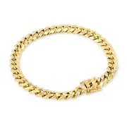 14K Yellow Gold 6.5mm Men Miami Cuban Link Italian Chain Bracelet Box Clasp 8.5"