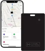 Laser Slim Smart Card Tracker – Rechargeable AirTag Alternative with Wireless Charging, Apple Find My Support, Splash Resistant – Ideal for Wallets, Passport Holders, Keys, Luggage – Navy Blue