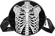 [FVQL] Round Crossbody Bag Purse Messenger Bag Shoulder Bag, Skeleton Pattern