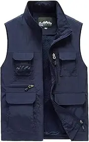 [QtthZZr] Men's Vest Spring/Autumn Breathable Thin Jacket Casual Sleeveless Multi-Pocket Gilet for Fishing Photography