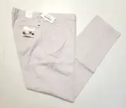 New $198 Brax Flat Front EVANS Chino Pants 40x34 Light Gray Kapok & Pima Cotton
