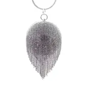 Nevenka Women Crystal Tassel Evening Clutch Bag Rhinestones Party Wedding Handbag-BlackWhite