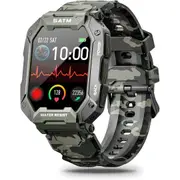 Smart Watch for Men,1.71Inch Smartwatch for Android and iPhone Compatible,5ATM Fitness Tracker with Blood Pressure,Heart Rate,Blood Oxygen Monitor,Tactical Watch (Green)