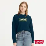 【LEVIS 官方旗艦】女款 寬鬆版大學T / 花草風經典LOGO / 260GSM棉 深藍 熱賣單品 18686-0206