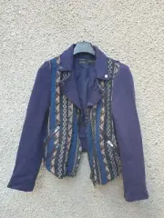 ZARA Violet Jacket Biker coat jacquard chenille ethnic Boho RRP £79.95 size M 10