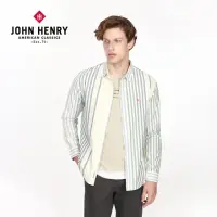 在飛比找momo購物網優惠-【JOHN HENRY】撞色直條紋長袖襯衫