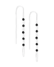 $25 lucky brand silver onyx threader earrings Inc 714