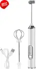 Milk Frother Handheld Electric USB Charging 3-Speed with 2 Mixing Heads