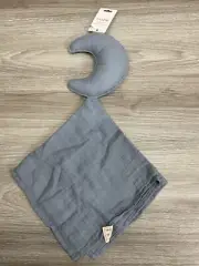 NEW Mushie Moon Lovey Security Blanket Blue 100% Organic Cotton Muslin