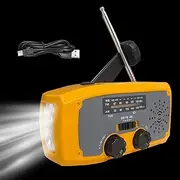 Solar Power Radio | Portable Radio Battery Powered Radio | Radios, Hand Flashlight, Weather Radio for Outages Adventures, Charges Smartphone, Weather Updates