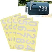 SHINEOFI 4 Sheets Reflective Mailbox Number Stickers of Adhesive House Numbers for Enhanced Visibility Mailboxes Doors and Bins Durable Weather Resistant High Reflectivity Design