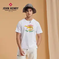 在飛比找momo購物網優惠-【JOHN HENRY】麝香貓印花短袖T恤-白色