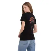 Replay Womens Graphic Tee Crewneck T-Shirt w/ Glitter Print Black