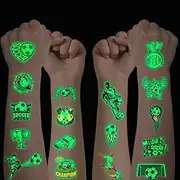Glow in the Dark Tattoo, 10 Sheets Luminous Football Temporary Tattoos Sticker Set for Girls Boys, Waterproof Children's Tattoos, Birthday Gifts, Children's Birthday Party Bags