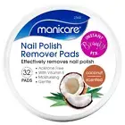 Manicare Nail Polish Remover Pads Brightening Formula Acetone Coconut Scented 32