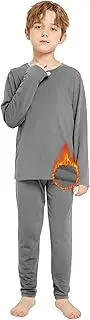 [Resinta] Boys' Fleece Lined Thermal Underwear Set Winter Kids’ Top & Long Johns Base Layer Shirt & Pants for Boys