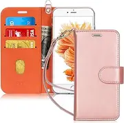 FYY Case for iPhone 6S Plus/iPhone 6 Plus (5.5"), [Kickstand Feature] Luxury PU Leather Wallet Case Flip Folio Cover with [Card Slots][Wrist Strap] for iPhone 6S+ Plus/iPhone 6+ Plus (5.5") Rose Gold