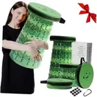 Upgraded 19.7"Portable Collapsible Folding Stool with Cushion Bamboo