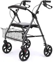 Elderly Walker Ultra Lightweight Folding rollator Wheeled Walker Walking Frame with Brakes seat and Bag Comfortable Anniversary