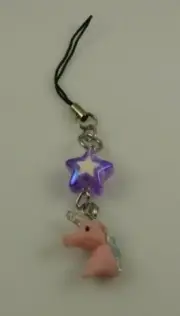 pink fuzzy Unicorn head cell phone or purse charm strap star
