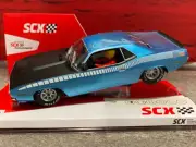 SCX 1/32 Scale Analog Plymouth ARR Cuda - Fire Blue Metallic with lights