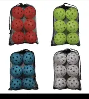 6 Pieces Pickleball Balls 6 Durable Hollow Balls With 1 Mesh Bag Professional