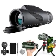 STS Scope 360 Monocular – 40x60 High Power Monocular Telescope with Phone Adapter, Tripod & Hand Strap, BAK4 Prism for Bird Watching, Camping, Travel & Low-Light Viewing(Black,80x100)