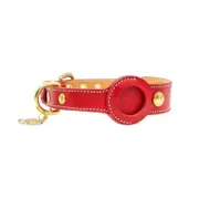 Luxury Genuine Leather Pet AirTag Collar