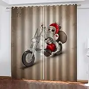 Exquisite Curtains for Kids Bedroom Cartoon & Father Christmas W117cm (46") x D183cm (72") x 2 3D Pattern Microfiber Blackout Fabric Eyelet Window Drapes for Kids Nursery Playroom 2 Panels