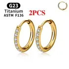 2/20PCS G23 Titanium Earring Hoop CZ Hinged Segment round Nose Ring for Women Ea