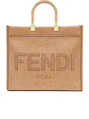 Fendi Sunshine Medium Shopper Bag in Brown Flannel