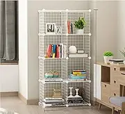 2 to 25 Cube White DIY Wire Storage Shelves Cabinet Metal Display Shelf Toy Book (8 Cube)